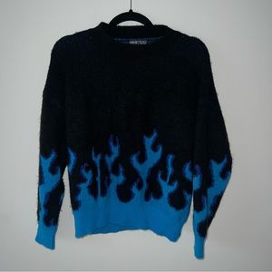 Blue flames knit sweater size M shein - trendy great condition